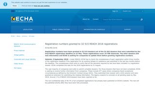 
                            6. Registration numbers granted to 32 515 REACH 2018 ... - ECHA