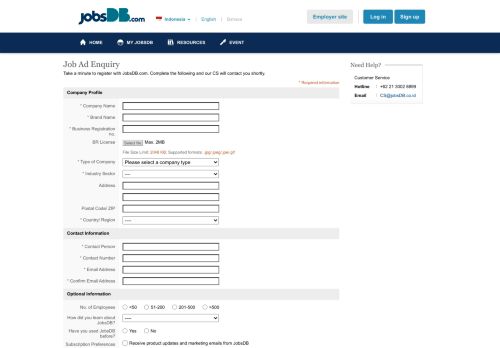 
                            5. Registration of Job Advertisement in Indonesia | jobsDB Indonesia