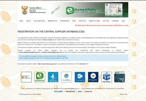 
                            12. REGISTRATION ON THE CENTRAL SUPPLIER DATABASE (CSD)