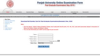 
                            10. Registration - Post Graduate Examination - Panjab University