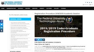 
                            7. Registration Procedure 2018/2019 Academic Session || FUTA NEWS ...