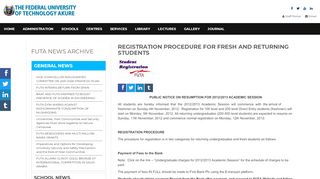 
                            8. registration procedure for fresh and returning students - Futa