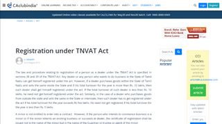 
                            7. Registration under TNVAT Act - CAclubindia