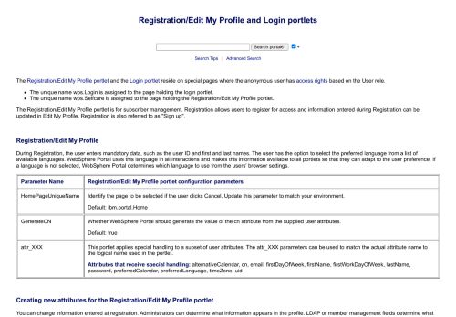 
                            7. Registration/Edit My Profile and Login portlets - Portal v6.1