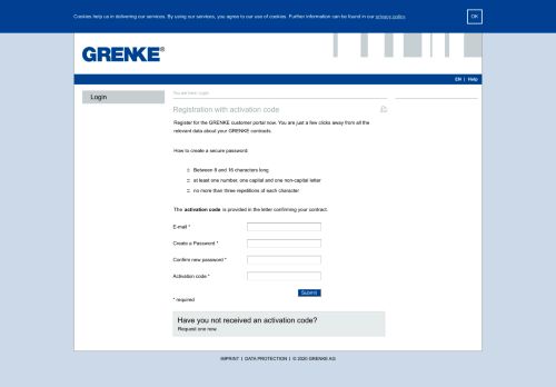 
                            2. Registrazione con codice di attivazione :: GRENKE Portale Clienti