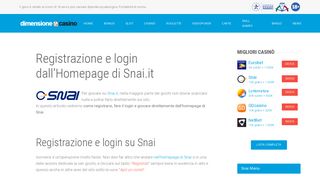 
                            2. Registrazione e login dall'Homepage di Snai.it - Dimensione Casino