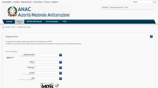 
                            11. RegistrazioneUtente - ANAC Autorità Nazionale Anticorruzione