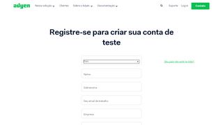 
                            4. Registre-se para criar uma conta de teste da Adyen - Adyen