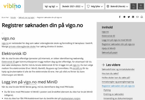 
                            4. Registrer søknaden din på vigo.no | Videregående opplæring - vilbli.no