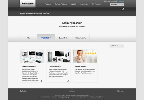 
                            6. Registrieren & Bewerten - Mein Panasonic - Panasonic Schweiz