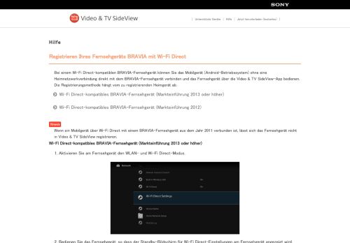 
                            9. Registrieren Ihres Fernsehgeräts BRAVIA mit Wi-Fi Direct - Video & TV ...