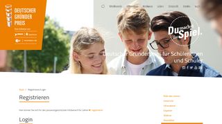 
                            1. Registrieren/Login - Login :: Deutscher Gründerpreis für Schüler