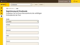 
                            2. Registrierung als Privatkunde - Login - Die Post