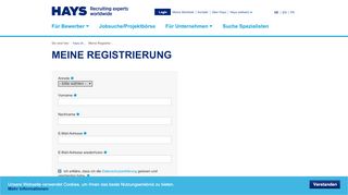 
                            4. Registrierung bei Hays | Login beantragen