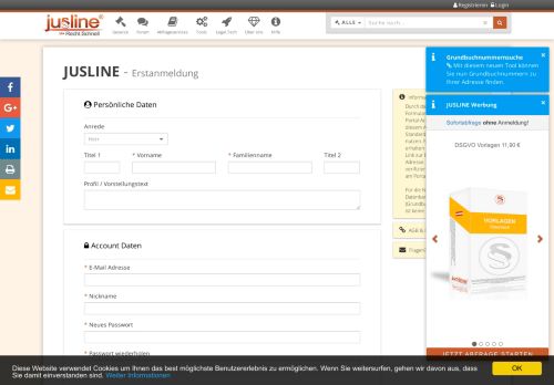 
                            2. Registrierung - JUSLINE Österreich