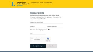 
                            3. Registrierung - Langenscheidt Online Wörterbuch