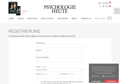 
                            12. Registrierung - Psychologie Heute