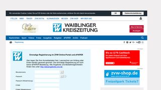 
                            3. Registrierung - Zeitungsverlag Waiblingen - ZVW