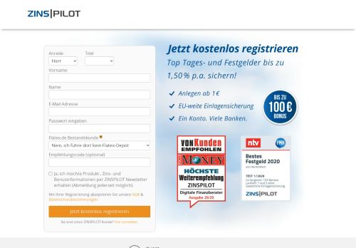 
                            8. Registrierung | ZINSPILOT