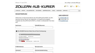 
                            9. Registrierung / ZOLLERN-ALB-KURIER