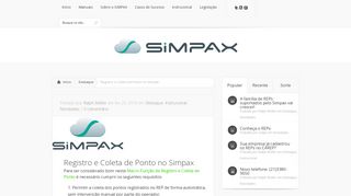 
                            7. Registro e Coleta de Ponto no Simpax | SIMPAX