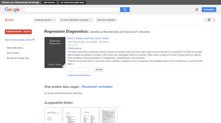 
                            10. Regression Diagnostics: Identifying Influential Data and Sources ... - Google Books-Ergebnisseite
