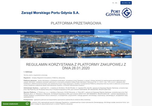 
                            11. Regulamin - Platforma zakupowa Zarząd Morskiego Portu Gdynia SA