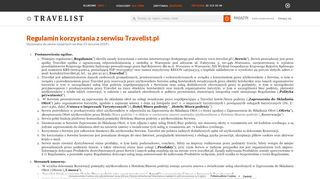 
                            4. Regulaminy korzystania z serwisu - Travelist.pl
