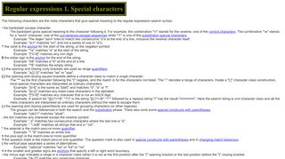 
                            5. Regular expressions 1. Special characters