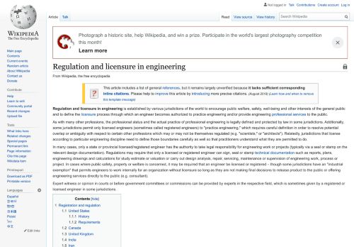
                            5. Regulation and licensure in engineering - Wikipedia