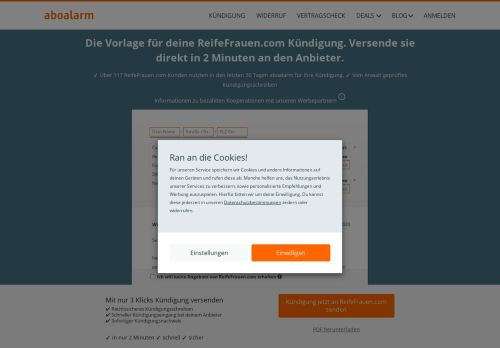 
                            3. ReifeFrauen.com online kündigen | geprüfte Vorlage - Aboalarm