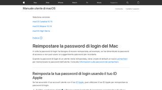 
                            2. Reimpostare la password di login del Mac - Supporto Apple