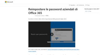 
                            4. Reimpostare le password aziendali di Office 365 | Microsoft Docs