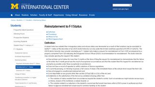 
                            9. Reinstatement to F-1 Status | International Center