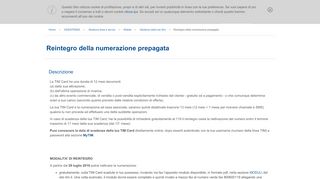 
                            5. Reintegro della numerazione prepagata | TIM