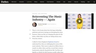 
                            10. Reinventing The Music Industry -- Again - Forbes