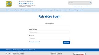 
                            6. Reisebüro Login - HIN-Touristik GmbH