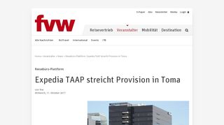 
                            12. Reisebüro-Plattform: Expedia TAAP streicht Provision in Toma - fvw