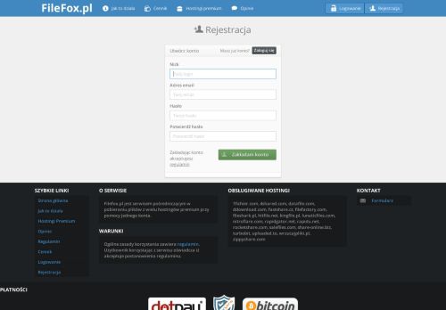 
                            7. Rejestracja - Filefox.pl - Pobieraj z wielu hostingów premium przy ...