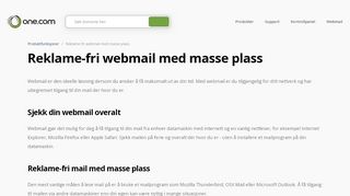
                            3. Reklame-fri webmail med masse plass | One.com