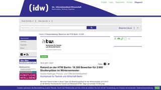 
                            12. Rekord an der HTW Berlin: 16.300 Bewerber für 2.600 Studienplätze ...