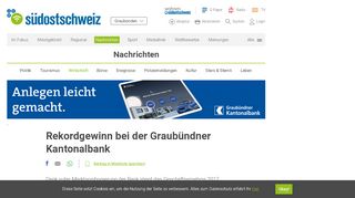 
                            8. Rekordgewinn bei der Graubündner Kantonalbank | suedostschweiz.ch