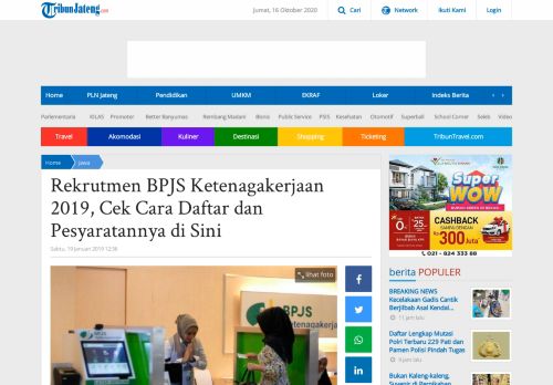 
                            10. Rekrutmen BPJS Ketenagakerjaan 2019, Cek Cara Daftar dan ...