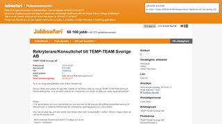 
                            9. Rekryterare/Konsultchef till TEMP-TEAM Sverige AB | Jobbsafari