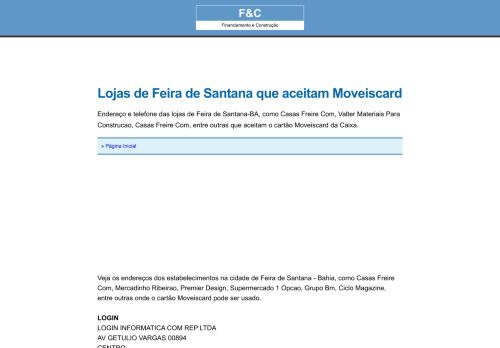 
                            7. Relação de lojas de Feira de Santana que aceitam Moveiscard, como ...