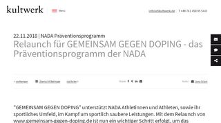 
                            12. Relaunch für GEMEINSAM GEGEN DOPING - das ... - kultwerk GmbH