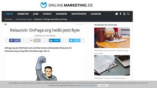 
                            7. Relaunch: OnPage.org heißt jetzt Ryte - | OnlineMarketing.de