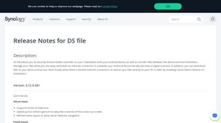 
                            5. Release Notes for DS file | Synology Inc.
