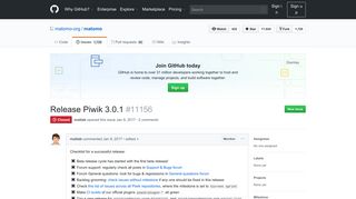 
                            6. Release Piwik 3.0.1 · Issue #11156 · matomo-org/matomo · GitHub