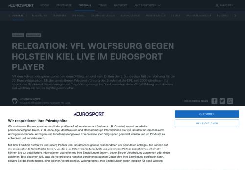 
                            4. Relegation: VfL Wolfsburg gegen Holstein Kiel live im Eurosport Player